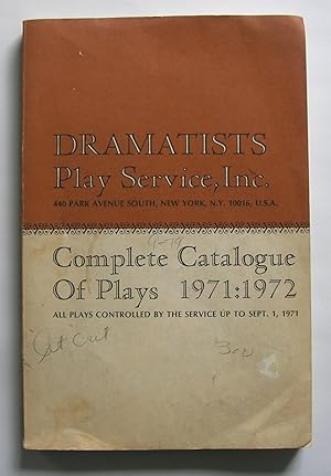 Seller image for Complete Catalogue of Plays 1971-1972. for sale by Monkey House Books