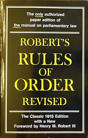 Imagen del vendedor de Robert's Rules of Order (Revised) a la venta por Faith In Print