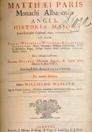 Imagen del vendedor de Historia Major. Juxta Exemplar Londinense 1640 Verbatim Recusa . with Additamenta and Glossarium a la venta por Barter Books Ltd