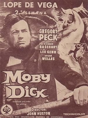 MOBY DICK: Actores principales; Gregory Peck, Richard Basehart y Orson Welles/ Publicidad de époc...