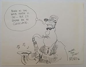 Original Pen & Ink Cartoon of Bill Clinton