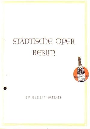 Seller image for Die Macht des Schicksals. Stdtische Oper Berlin. Spielzeit: 1952 / 1953 for sale by Antiquariat Carl Wegner