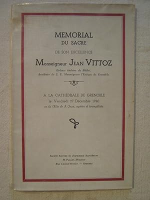 Image du vendeur pour Mmorial de sacre de son excellence monseigneur Jean Vittoz mis en vente par Tant qu'il y aura des livres