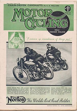 Bild des Verkufers fr MOTOR CYCLING Magazine. August 27, 1942. Front Cover: Norton Motorcycle zum Verkauf von SAVERY BOOKS