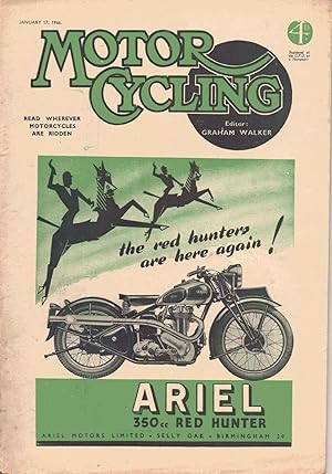Bild des Verkufers fr MOTOR CYCLING Magazine. January 17, 1946. Front cover: ARIEL Red Hunter motorcycle zum Verkauf von SAVERY BOOKS