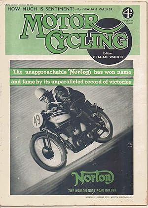 Bild des Verkufers fr MOTOR CYCLING magazine. December 17, 1942. Front cover: Norton motorcycle. zum Verkauf von SAVERY BOOKS