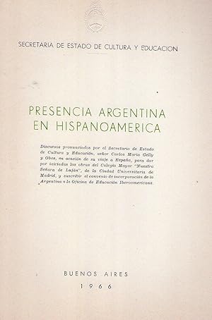 Imagen del vendedor de PRESENCIA ARGENTINA EN HISPANOAMERICA a la venta por Buenos Aires Libros