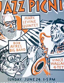 Jazz Picnic. The Mendocino Coast Jazz Society. Mark Levine, Bob Ayres, Vince Wallace.