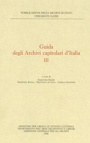 Imagen del vendedor de Guida degli Archivi Capitolari d'Italia. vol.III. a la venta por FIRENZELIBRI SRL