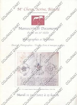 MANUSCRITS ET DOCUMENTS DU 14° AU 20° SIECLE. AUTOGRAPHES ET ARCHIVES. DESSINS. PHOTOGRAPHIES. TI...