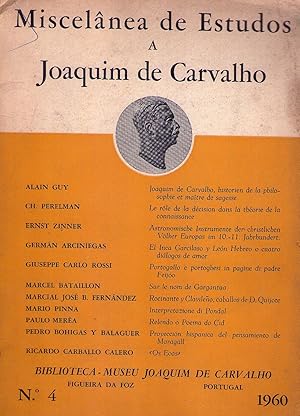 MISCELANEA DE ESTUDOS A JOAQUIM DE CARVALHO - No. 4, 1960