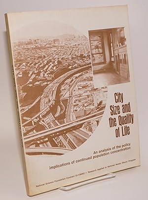 Imagen del vendedor de City Size and the Quality of Life a la venta por Bolerium Books Inc.