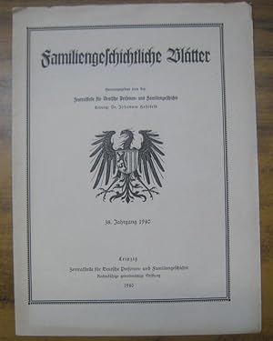 Seller image for Familiengeschichtliche Bltter. 39. Jahrgang 1940, Register. for sale by Antiquariat Carl Wegner