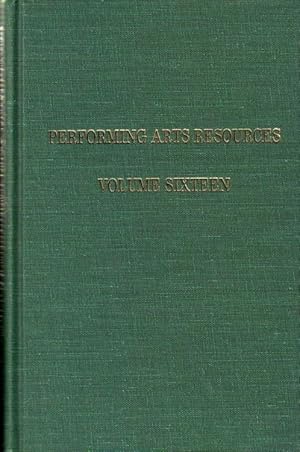 Image du vendeur pour Performing arts resources. Volume sixteen. Contents: Taking the pledge and other public amusements. Articles by: John W. Frick, T. P. Taylor, Barbara Cohen-Stratyner, George Cruikshank, Martha Schmoyer LoMonaco, X. Theodore Barber, Stephen M. Vallillo, Eugenia Everett. mis en vente par Antiquariat Carl Wegner