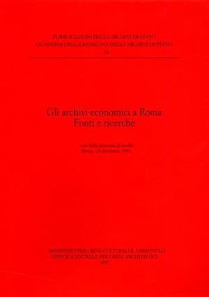 Imagen del vendedor de Gli archivi economici a Roma. Fonti e Ricerche. a la venta por FIRENZELIBRI SRL