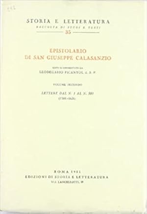 Bild des Verkufers fr Epistolario di San Giuseppe Calasanzio. Vol.II: Lettere dal n.1 al n.500.1588-1625. zum Verkauf von FIRENZELIBRI SRL