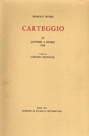 Bild des Verkufers fr Carteggio. Lettere a Murri. 1889-1899. zum Verkauf von FIRENZELIBRI SRL