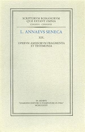 Bild des Verkufers fr XIX. Opervm amissorvm fragmenta et testimonia. zum Verkauf von FIRENZELIBRI SRL