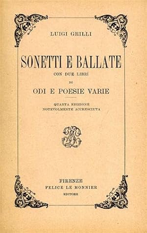 Bild des Verkufers fr Sonetti e Ballate con due libri di odi e poesie varie. zum Verkauf von FIRENZELIBRI SRL