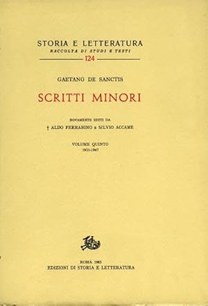Immagine del venditore per Scritti minori. Vol.V: 1931-1947. venduto da FIRENZELIBRI SRL