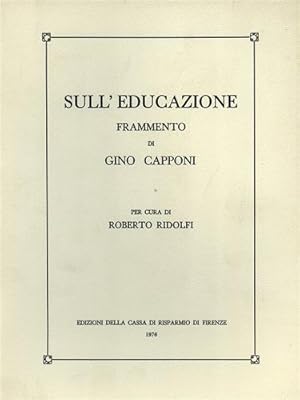 Imagen del vendedor de Sull'educazione, frammento. a la venta por FIRENZELIBRI SRL