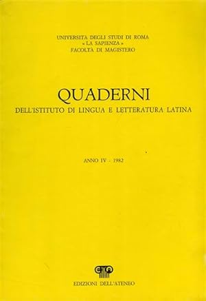 Bild des Verkufers fr Quaderni dell'Istituto di lingua e letteratura latina,4. zum Verkauf von FIRENZELIBRI SRL