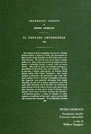 Seller image for Frammento inedito. Il peccato impossibile 1838. for sale by FIRENZELIBRI SRL