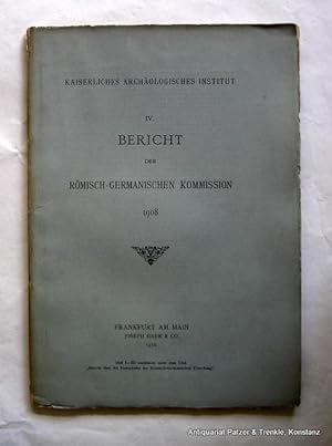 Bild des Verkufers fr Frankfurt, Baer, 1910. 4to. Mit Abbildungen. 2 Bl., 115 S. Or.-Umschlag; nicht aufgeschnitten, Rcken gebrunt. zum Verkauf von Jrgen Patzer