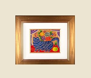 Seller image for Blue Cat With Roses [ORIGINAL OIL PAINTING, FRAMED] for sale by Parrish Books