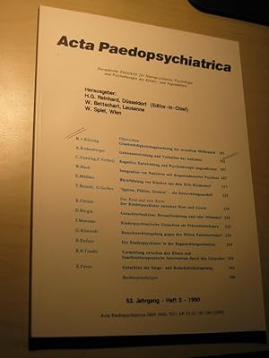 Acta Paedopsychiatrica. Europäische Zeitschrift für Neuropsychiatrie, Psychologie und Psychothera...
