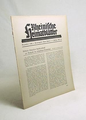 Imagen del vendedor de Rheinische Heimatbltter. Dezember 1928. 5. Jahrgang. Heft 12 / [Hrsg.:] Hans Sparre a la venta por Versandantiquariat Buchegger