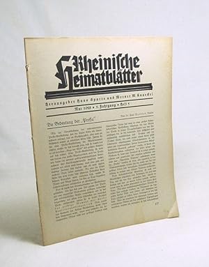 Imagen del vendedor de Rheinische Heimatbltter. Mai 1928. 5. Jahrgang. Heft 5 / [Hrsg.:] Hans Sparre und Werner W. Knoeckel a la venta por Versandantiquariat Buchegger