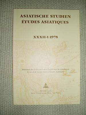 Seller image for Asiatischen Studien / tudes asiatiques : Zeitschrift des Schweizerischen Gesellschaft fr Asienkunde : XXXII : 1 : 1978 for sale by Expatriate Bookshop of Denmark