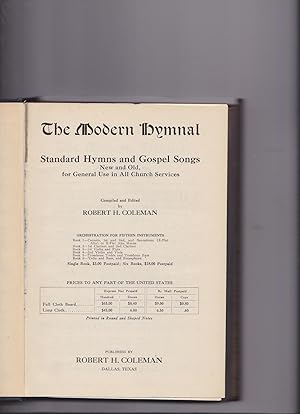 Immagine del venditore per the Modern Hymnal, Standard Hymns and Gospel Songs New and Old, for General Use in All Church Services venduto da Meir Turner