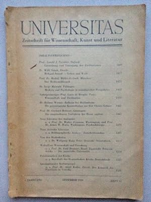 Bild des Verkufers fr Universitas. Zeitschrift fr Wissenschaft, Kunst und Literatur. Heft 12, Dezember 1949, 4. Jahrgang zum Verkauf von Bildungsbuch