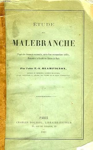 Seller image for ETUDE SUR MALEBRANCHE for sale by Le-Livre