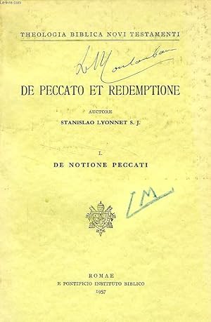 Bild des Verkufers fr DE PECCATO ET REDEMPTIONE, I. DE NOTIONE PECCATI zum Verkauf von Le-Livre