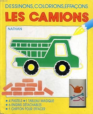 Image du vendeur pour DESSINONS,COLORIONS,EFFACONS LES CAMIONS - 4 PASTELS - 1 TABLEAU MAGIQUE - 6 ENGINS DETACHABLES - 1 CHIFFON POUR EFFACER mis en vente par Le-Livre