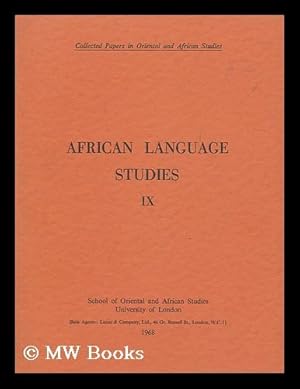 Seller image for African Language Studies IX 1968 / Editor Malcolm Guthrie ; Asst. Editors E. C. Rowlands and F. D. D. Winston for sale by MW Books Ltd.
