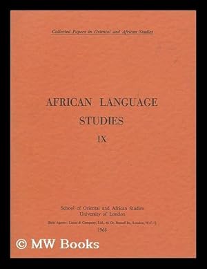 Seller image for African Language Studies IX 1968 / Editor Malcolm Guthrie ; Asst. Editors E. C. Rowlands and F. D. D. Winston for sale by MW Books