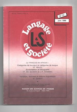 Le français en Afrique [ Langage et Société n°52 juin 1990 ]