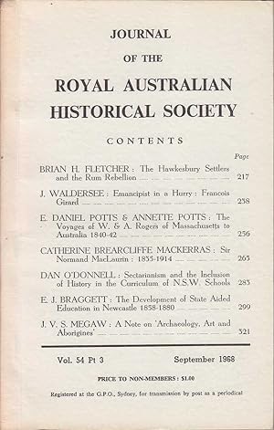 Seller image for Journal of the Royal Australian Historical Society Vol. 54 Pt. 3 for sale by Mr Pickwick's Fine Old Books