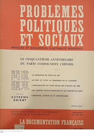 Problèmes politiques et sociaux (n. 85-86, 13-20 août 1971)