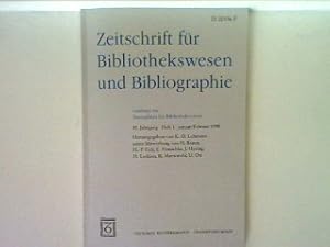 Immagine del venditore per Wahrnehmung berregionaler / nationaler Bibliotheksaufgaben durch die Lnder - 1. Heft 1995 - Zeitschrift fr Bibliothekswesen und Bibliographie Herausgegeben von K.-D. Lehmann unter Mitwirkung von H. Braun, H.-P. Geh, J. Hering, F.G. Kaltwasser, W. Kehr, U.Ott. venduto da books4less (Versandantiquariat Petra Gros GmbH & Co. KG)