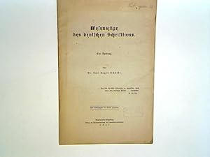 Seller image for Wesenszge des deutschen Schrifttums. Ein Vortrag. Gehalten am 22. Jnner 1927 zu Preburg im Spiegelsaale des einstigen Primatialpalastes. for sale by books4less (Versandantiquariat Petra Gros GmbH & Co. KG)