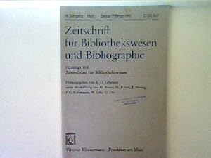 Seller image for Etatsituation der wissenschaftlichen Bibliotheken in den alten Bundeslndern 1990 - 1. Heft 1991 - Zeitschrift fr Bibliothekswesen und Bibliographie Herausgegeben von K.-D. Lehmann unter Mitwirkung von H. Braun, H.-P. Geh, J. Hering, F.G. Kaltwasser, W. Kehr, U.Ott. for sale by books4less (Versandantiquariat Petra Gros GmbH & Co. KG)