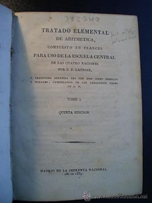 TRATADO ELEMENTAL DE ARITMÉTICA (tomo I)