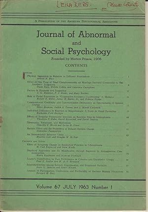 Journal of Abnormal and Social Psychology. Volume 67 July 1963 Number 1