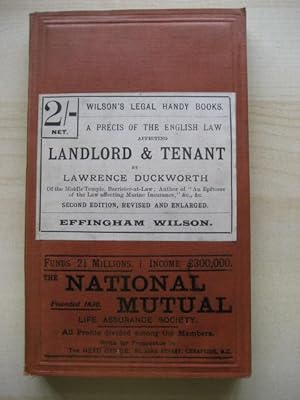 Imagen del vendedor de A PRECIS OF THE ENGLISH LAW AFFECTING LANDLORD AND TENANT a la venta por Old Hall Bookshop, ABA ILAB PBFA BA