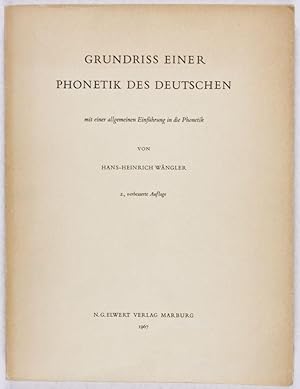 Seller image for Grundriss einer Phonetik des Deutschen for sale by ERIC CHAIM KLINE, BOOKSELLER (ABAA ILAB)